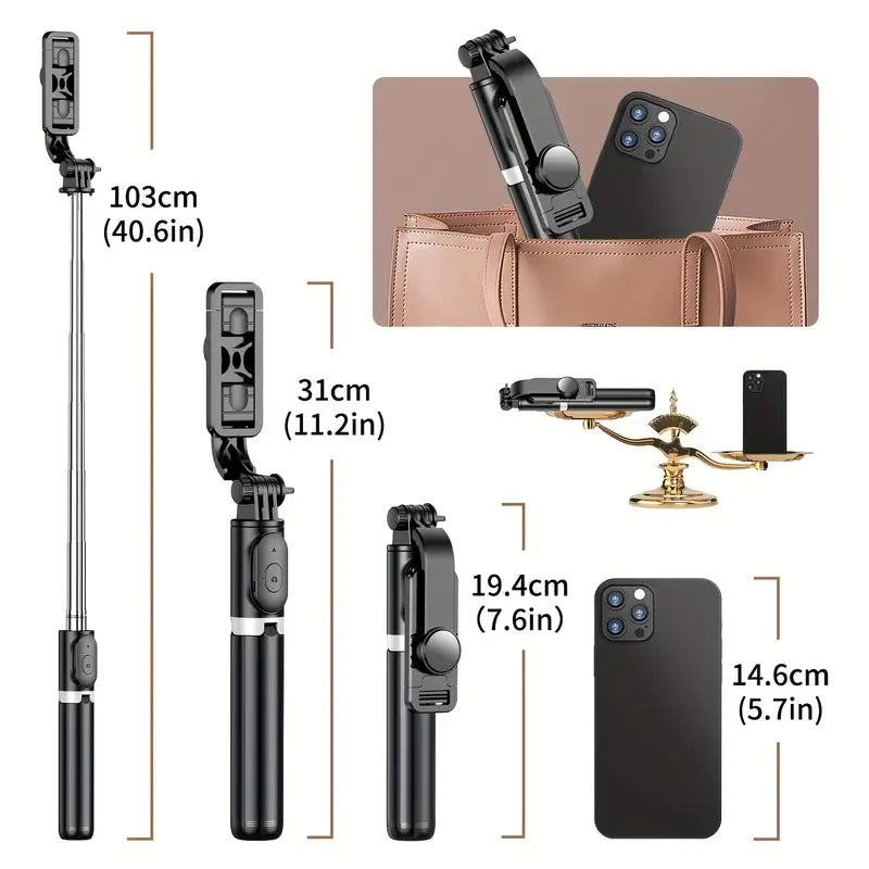 Cell Phone Selfie Stick Tripod, Extendable Selfie Stick All-in-1